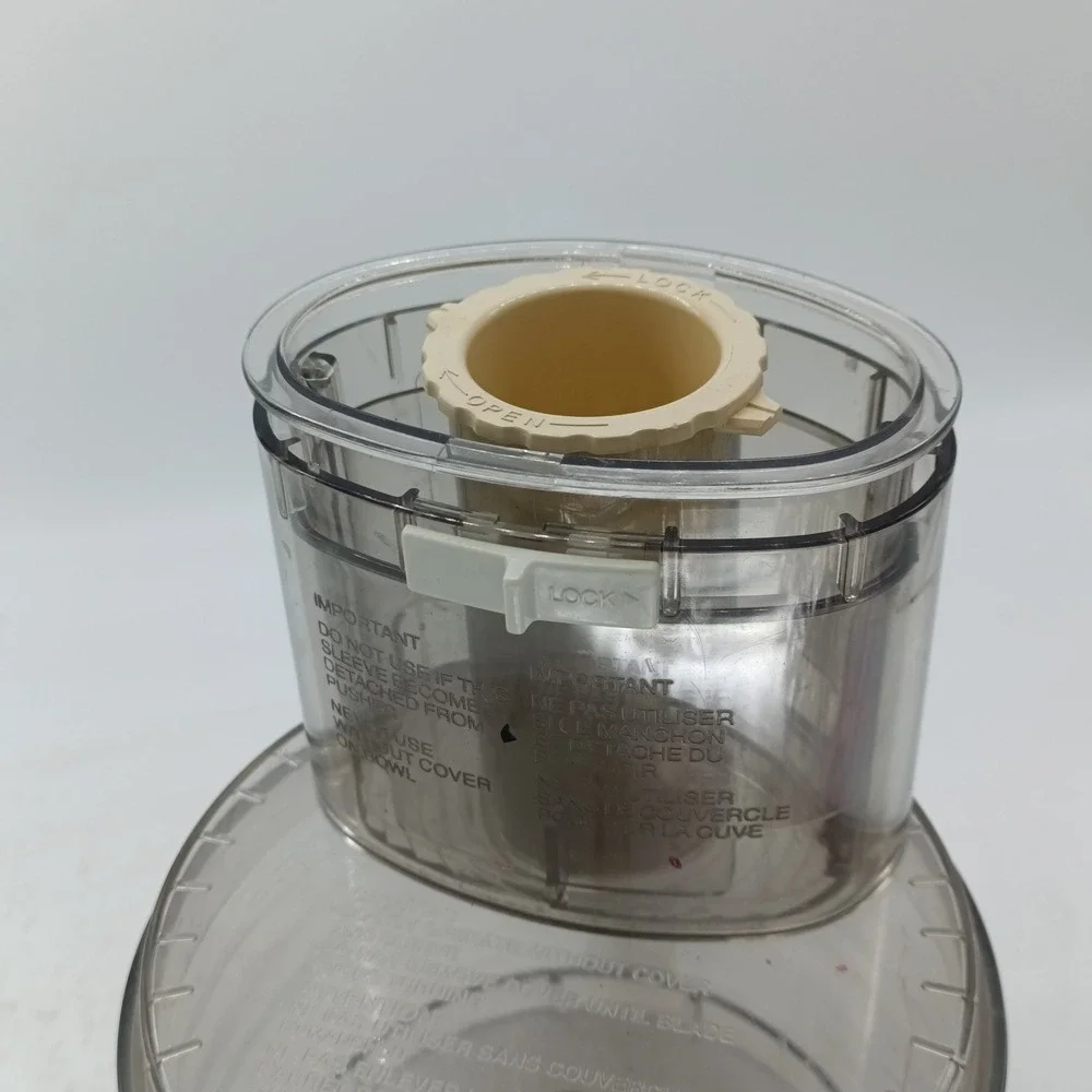 Cuisinart DLC-8 Food Processor Work Bowl Lid Chute Pusher OEM DLC-877B Clear